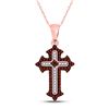 Image 1 : 1/5 CTW Womens Round Red Color Enhanced Diamond Gothic Cross Pendant 10kt Rose Gold - REF-20N5A