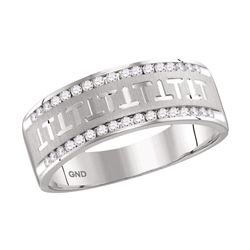 1/3 CTW Mens Round Diamond Wedding Band Ring 14kt White Gold - REF-61V4Y