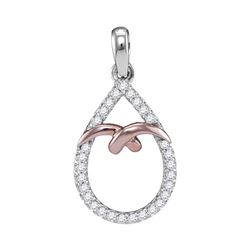 1/6 CTW Womens Round Diamond Teardrop Pendant 10kt Two-tone Gold - REF-10W3H