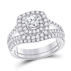 1 & 5/8 CTW Round Diamond Bridal Wedding Ring 14kt White Gold - REF-231W7H
