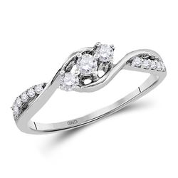 1/5 CTW Womens Round Diamond 3-stone Promise Ring 10kt White Gold - REF-21Y8N