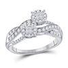 Image 1 : 1/2 CTW Princess Diamond Cluster Bridal Wedding Engagement Ring 14kt White Gold - REF-61H4R