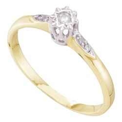 1/20 CTW Round Diamond Solitaire Bridal Wedding Engagement Ring 10kt Yellow Gold - REF-13M6F