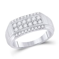 1 CTW Mens Round Diamond Wedding Band Ring 14kt White Gold - REF-121X5T