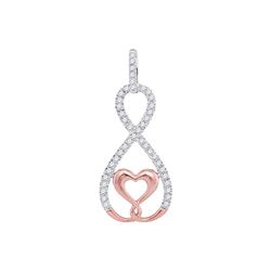 1/8 CTW Womens Round Diamond Heart Infinity Pendant 10kt Two-tone Gold - REF-10N9A