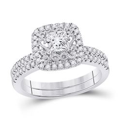 1 CTW Princess Diamond Bridal Wedding Ring 14kt White Gold - REF-194F2W