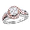 Image 1 : 5/8 CTW Round Diamond Cluster Bridal Wedding Engagement Ring 14kt Two-tone Gold - REF-68M2F