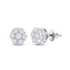 Image 1 : 1/6 CTW Womens Round Diamond Cluster Earrings 10kt White Gold - REF-13H5R