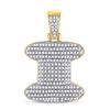Image 1 : 3/4 CTW Mens Round Diamond Bubble I Letter Charm Pendant 10kt Yellow Gold - REF-38Y2N