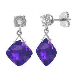 Genuine 17.56 ctw Amethyst & Diamond Earrings 14KT White Gold - REF-48F3Z