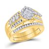 Image 1 : 1 CTW Princess Diamond Bridal Wedding Ring 14kt Yellow Gold - REF-136Y4N