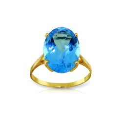 Genuine 8 ctw Blue Topaz Ring 14KT Yellow Gold - REF-46M2T