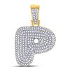 Image 1 : 3/4 CTW Mens Round Diamond Bubble P Letter Charm Pendant 10kt Yellow Gold - REF-51M2F