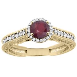 1.29 CTW Ruby & Diamond Ring 14K Yellow Gold - REF-57M9K