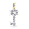 Image 1 : 1/2 CTW Mens Round Diamond Key Charm Pendant 10kt Yellow Gold - REF-34T8V