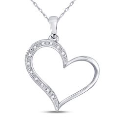 1/20 CTW Womens Round Diamond Heart Outline Pendant 10kt White Gold - REF-9V5Y