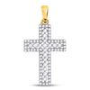 Image 1 : 1/2 CTW Womens Round Diamond Cross Pendant 14kt Yellow Gold - REF-43M6F