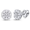 Image 1 : 5/8 CTW Womens Round Diamond Octagon Cluster Earrings 14kt White Gold - REF-47N6A