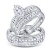 Image 1 : 3/4 CTW His Hers Round Diamond Cluster Matching Wedding Set 10kt White Gold - REF-68Y2N