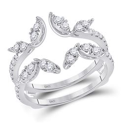 3/4 CTW Womens Round Diamond Wedding Wrap Ring 14kt White Gold - REF-81A7M