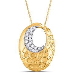 1/6 CTW Womens Round Diamond Spotted Oval Pendant 14kt Yellow Gold - REF-27M3F