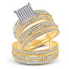 Image 1 : 7/8 CTW His Hers Round Diamond Cluster Matching Wedding Set 10kt Yellow Gold - REF-74M9F