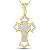 Image 1 : 1/2 CTW Mens Round Diamond Gothic Cross Charm Pendant 10kt Yellow Gold - REF-71X6T