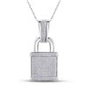 Image 1 : 1 & 1/2 CTW Mens Round Diamond Lock Padlock Charm Pendant 10kt White Gold - REF-109F2W