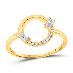 1/8 CTW Womens Baguette Diamond Outline Circle Ring 14kt Yellow Gold - REF-28N2A