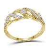 Image 1 : 1/10 CTW Womens Round Diamond Crossover Open Band Ring 10kt Yellow Gold - REF-17T3V