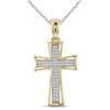 Image 1 : 1/6 CTW Mens Round Diamond Gothic Cross Charm Pendant 10kt Yellow Gold - REF-43W5H