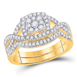 5/8 CTW Round Diamond Bridal Wedding Ring 10kt Yellow Gold - REF-78T5V