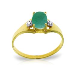Genuine 1.26 ctw Emerald & Diamond Ring 14KT Yellow Gold - REF-26W2Y