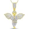 Image 1 : 3/8 CTW Mens Round Angel Diamond Charm Pendant 10kt Yellow Gold - REF-44X4T