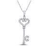 Image 1 : 1/6 CTW Womens Round Diamond Key Pendant 10kt White Gold - REF-17Y6N