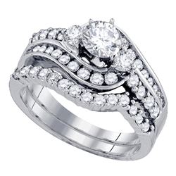 1 & 1/2 CTW Round Diamond Bridal Wedding Ring 14kt White Gold - REF-241M9F
