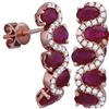 Image 1 : 2 & 7/8 CTW Womens Oval Ruby Diamond Hoop Earrings 18kt Rose Gold - REF-170Y5N
