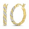 Image 1 : 1/10 CTW Womens Round Diamond Spiral Stripe Hoop Earrings 10kt Yellow Gold - REF-24Y5N