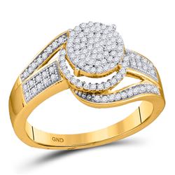 3/8 CTW Womens Round Diamond Cluster Ring 10kt Yellow Gold - REF-32W7H