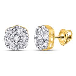 3/8 CTW Womens Round Diamond Fashion Earrings 10kt Yellow Gold - REF-29R9X