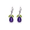 Image 1 : Genuine 13 ctw Amethyst & Peridot Earrings 14KT White Gold - REF-61F2Z
