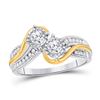 Image 1 : 1/2 CTW Round Diamond 2-stone Bridal Wedding Engagement Ring 14kt Two-tone Gold - REF-83F7W