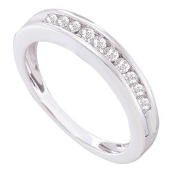 1/4 CTW Womens Round Diamond Single Row Band Ring 10kt White Gold - REF-27V3Y