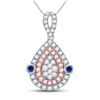 Image 1 : 1/2 CTW Womens Round Diamond Teardrop Pendant 10kt Two-tone Gold - REF-38F2W