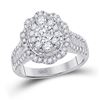 Image 1 : 1 & 1/2 CTW Womens Round Diamond Right Hand Cluster Oval Ring 14kt White Gold - REF-167T6V