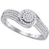 Image 1 : 1/5 CTW Womens Round Diamond Swirl Cluster Ring 10kt White Gold - REF-20T5V