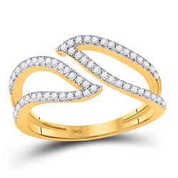 1/4 CTW Womens Round Diamond Bisected Outline Band Ring 10kt Yellow Gold - REF-24X5T