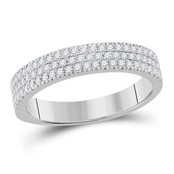 1/2 CTW Womens Round Diamond Pave Band Ring 10kt White Gold - REF-45N2A