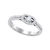 Image 1 : 1/4 CTW Round Diamond Solitaire Bridal Wedding Engagement Ring 10kt White Gold - REF-31R4X