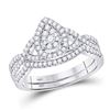 Image 1 : 1/2 CTW Round Diamond Teardrop Bridal Wedding Ring 10kt White Gold - REF-64H2R